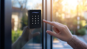 Un Usuario ingresando un codigo en el lector de la puerta: Lo que tenés que conocer para poder decidir, Artículos, Adiós a las llaves perdidas, Apertura remota, ¿Sabés realmente quién entra y sale de su hogar?